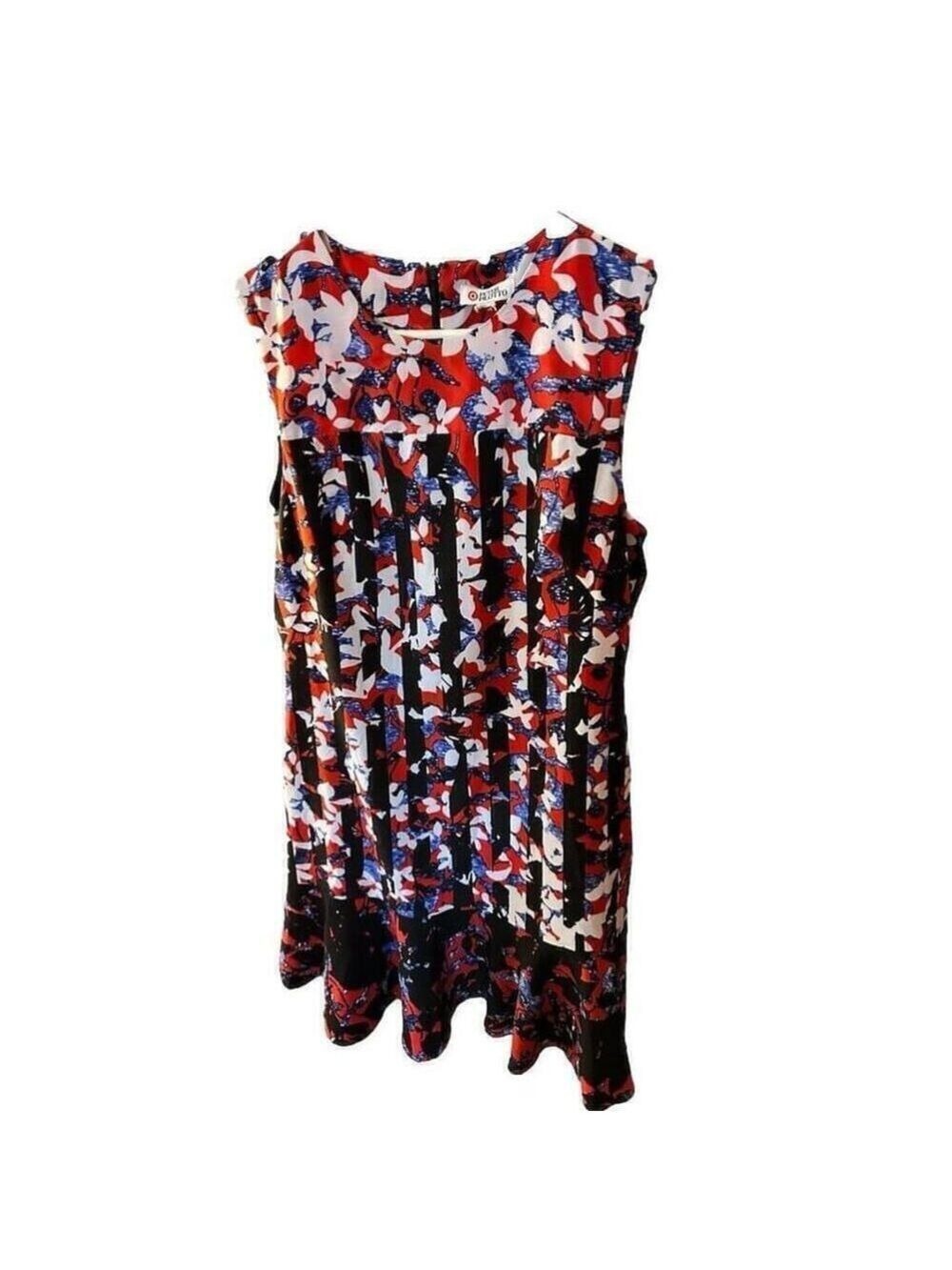 Peter Pilotto Womens Floral Crepe Sheath Dress F16826606 Fluted Hem Black Red - Picture 7 of 14
